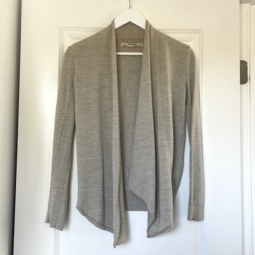 Allsaints Knit Cardigan with Zipper Drape Detail